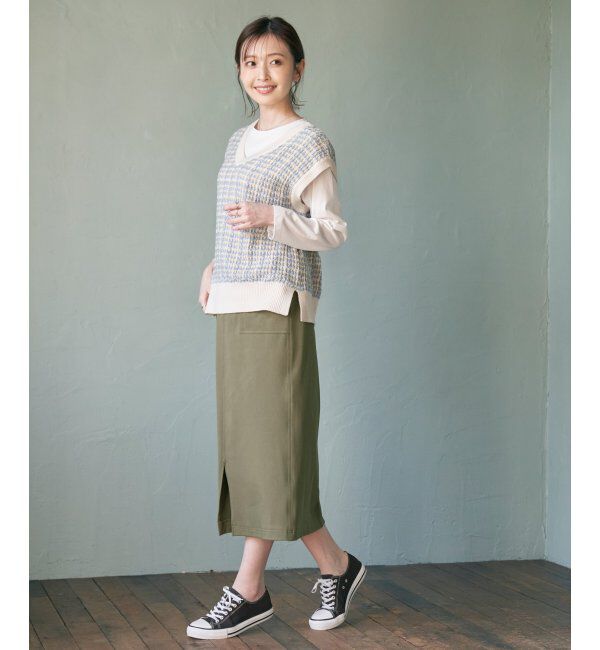 ikka「【2点セット】ブークレMIXニットベストアンサンブル」|ニット・セーター|