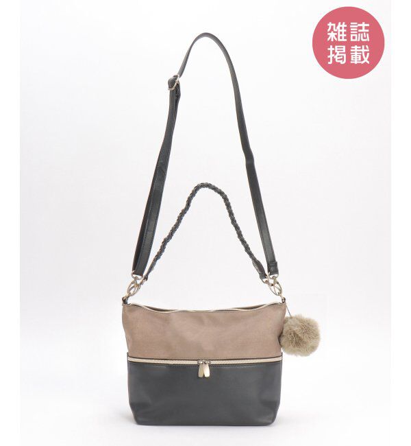 ikka「バイカラー2WAYジップショルダーバッグ」|その他|ブラック