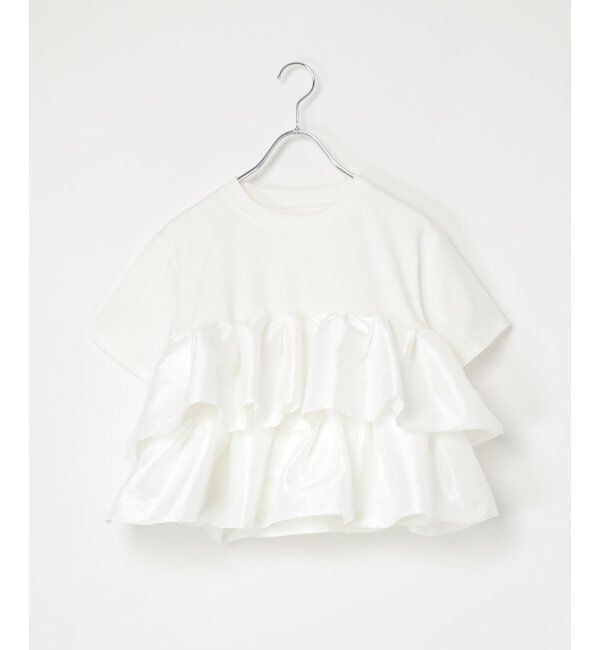 VENCE share style「天竺ナイロンドッキングフリルTシャツ」|Tシャツ・カットソー|オフホワイト