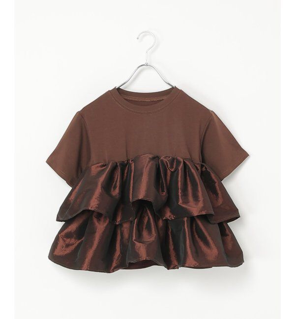 VENCE share style「天竺ナイロンドッキングフリルTシャツ」|Tシャツ・カットソー|