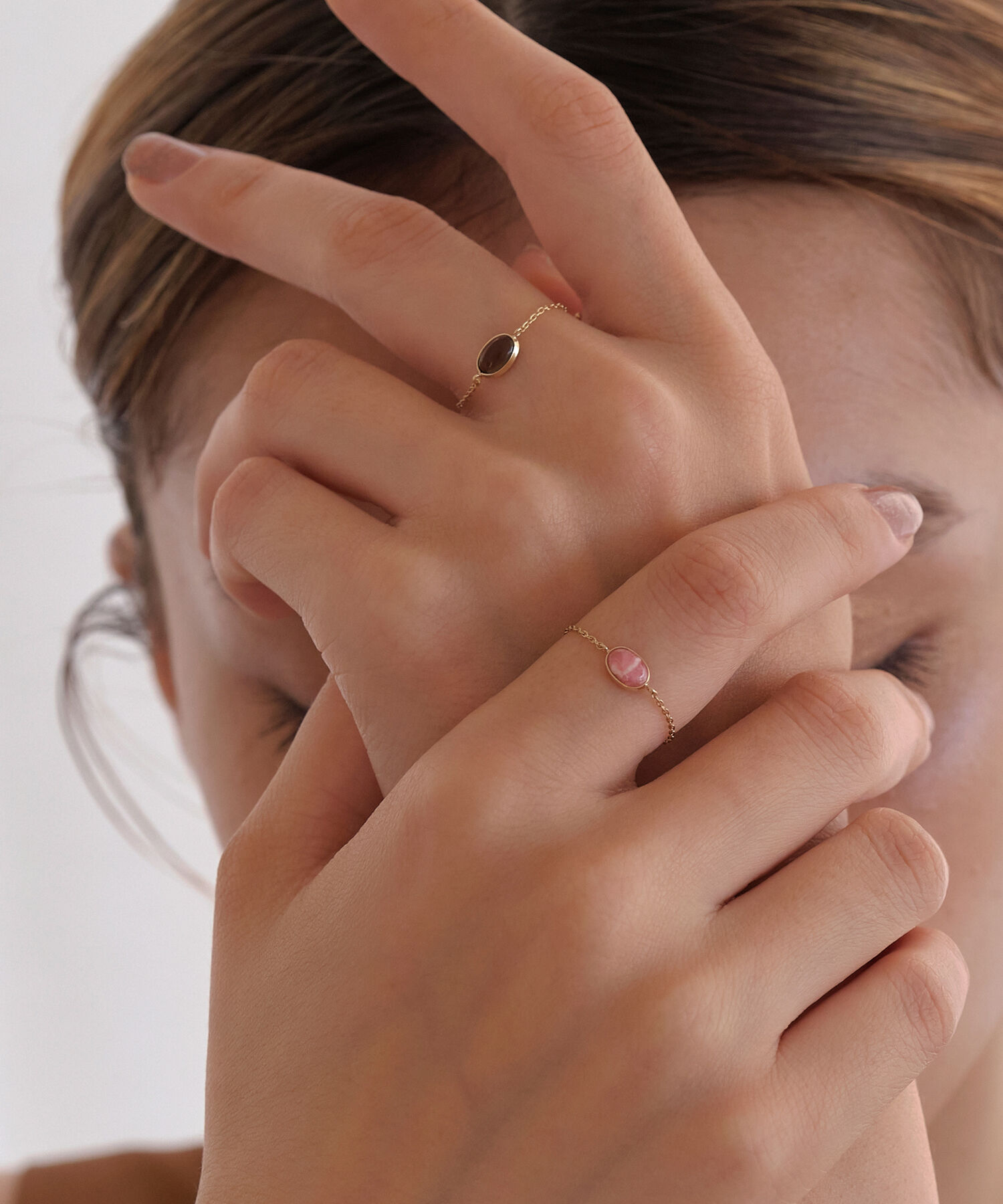 JUPITER「【K10】天然石チェーンリング/インカローズ」|リング|