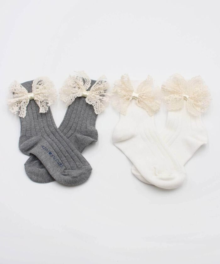 BACKYARD FAMILY「キッズ 靴下 クルー丈 女の子 通販 クルーソックス リブソックス ソックス くつ下 リボン 子供」|ソックス|