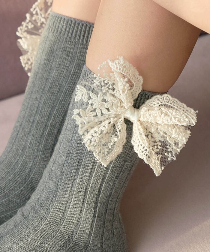 BACKYARD FAMILY「キッズ 靴下 クルー丈 女の子 通販 クルーソックス リブソックス ソックス くつ下 リボン 子供」|ソックス|