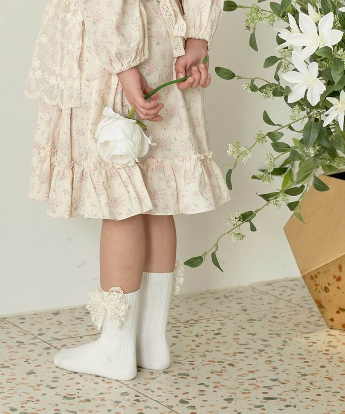 BACKYARD FAMILY「キッズ 靴下 クルー丈 女の子 通販 クルーソックス リブソックス ソックス くつ下 リボン 子供」|ソックス|