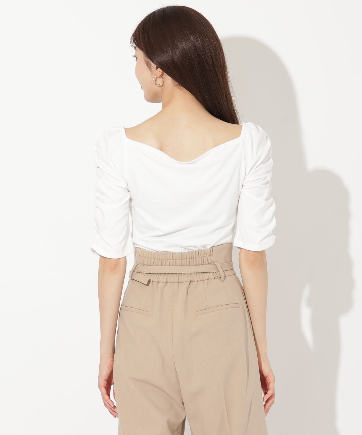 アンドクチュール「フロントクロスギャザーTシャツ」|Tシャツ・カットソー|