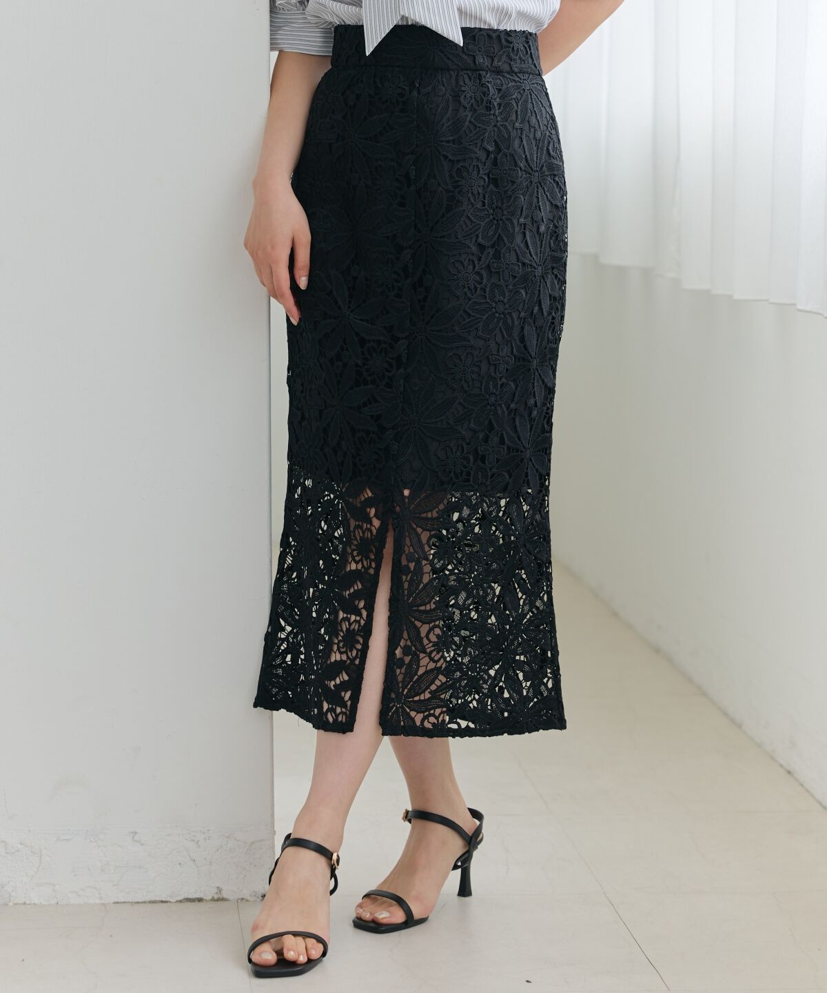 アンドクチュール「ケミカルレースタイトスカート」|タイト|