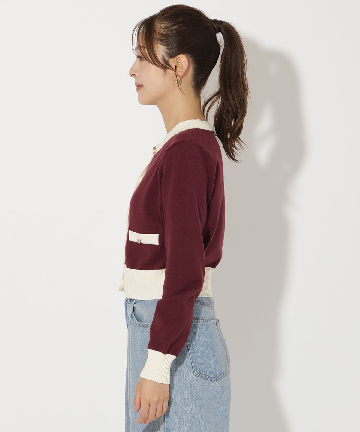 アンドクチュール「バイカラーアンサンブルニット」|カーディガン|