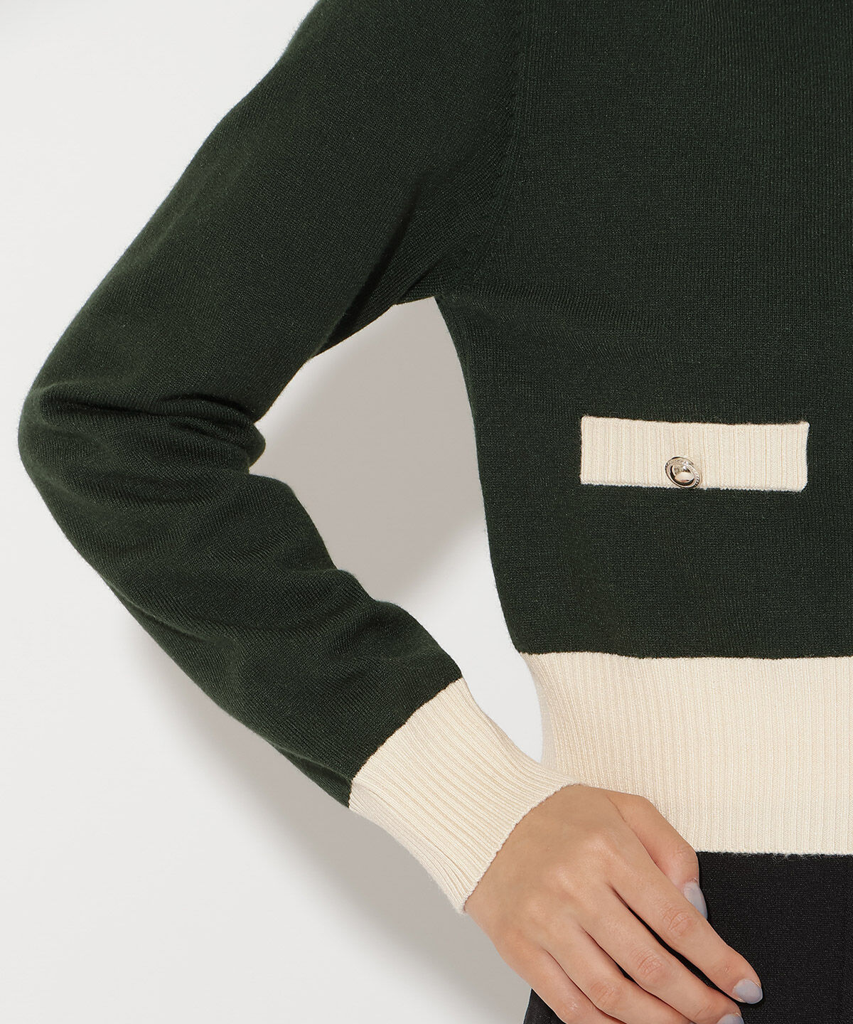 アンドクチュール「バイカラーアンサンブルニット」|カーディガン|