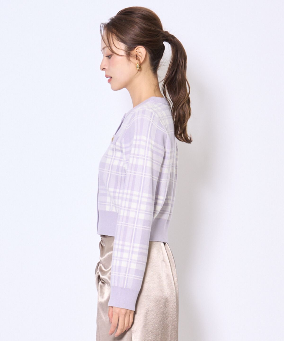 アンドクチュール「チェックジャガードニットカーディガン」|カーディガン|