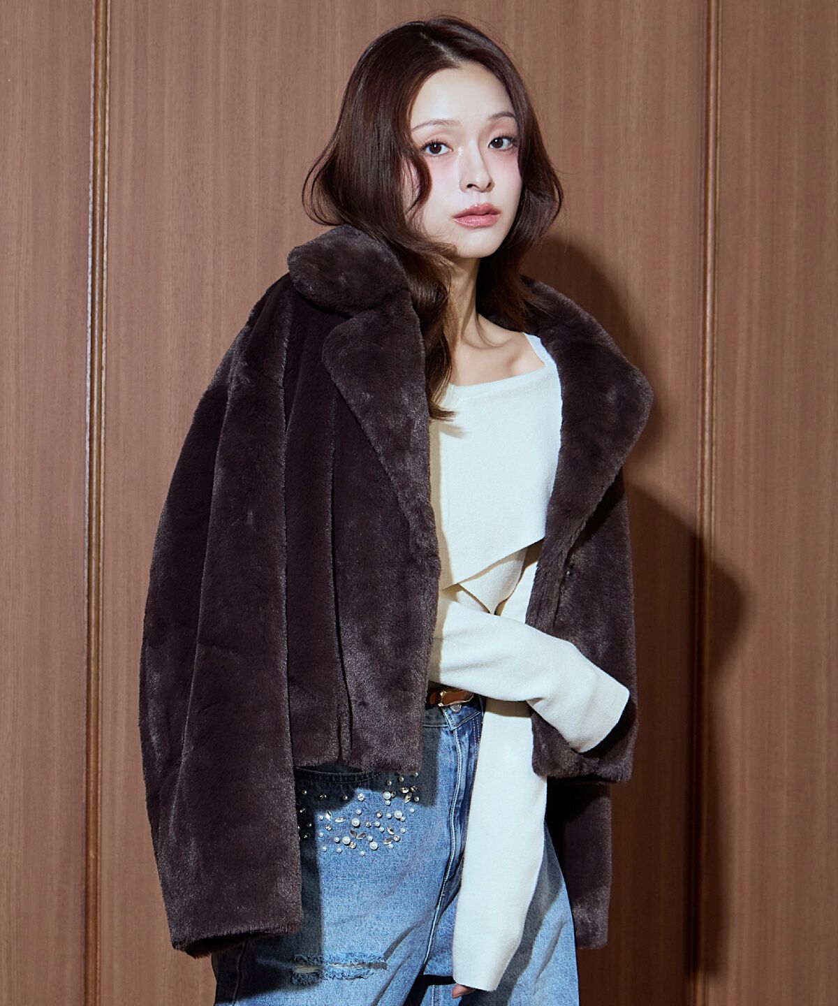 アンドクチュール「クロスネックプルオーバー」|ニット・セーター|