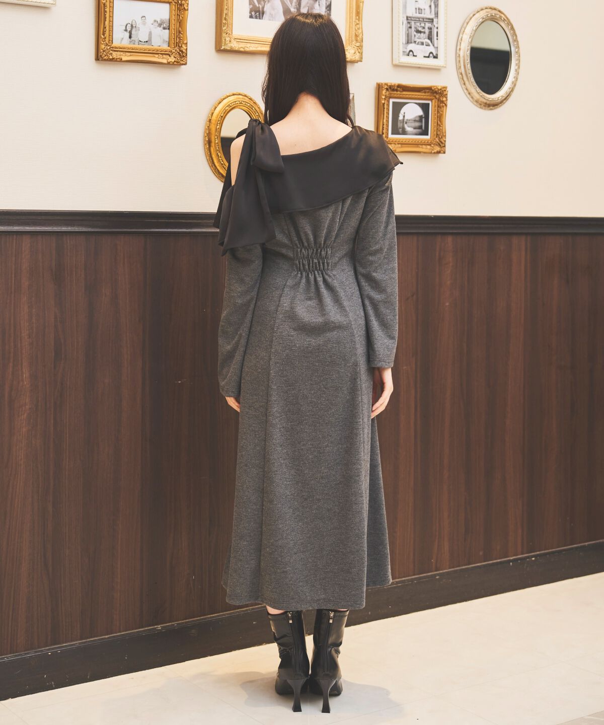 アンドクチュール「ショルダーリボンカットソーワンピース」|ワンピース|