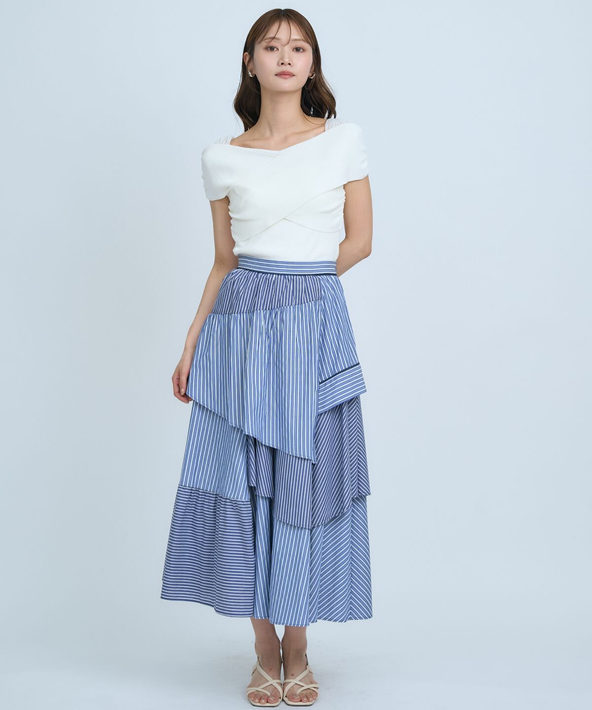 アンドクチュール「マルチストライプスカート」|フレア|