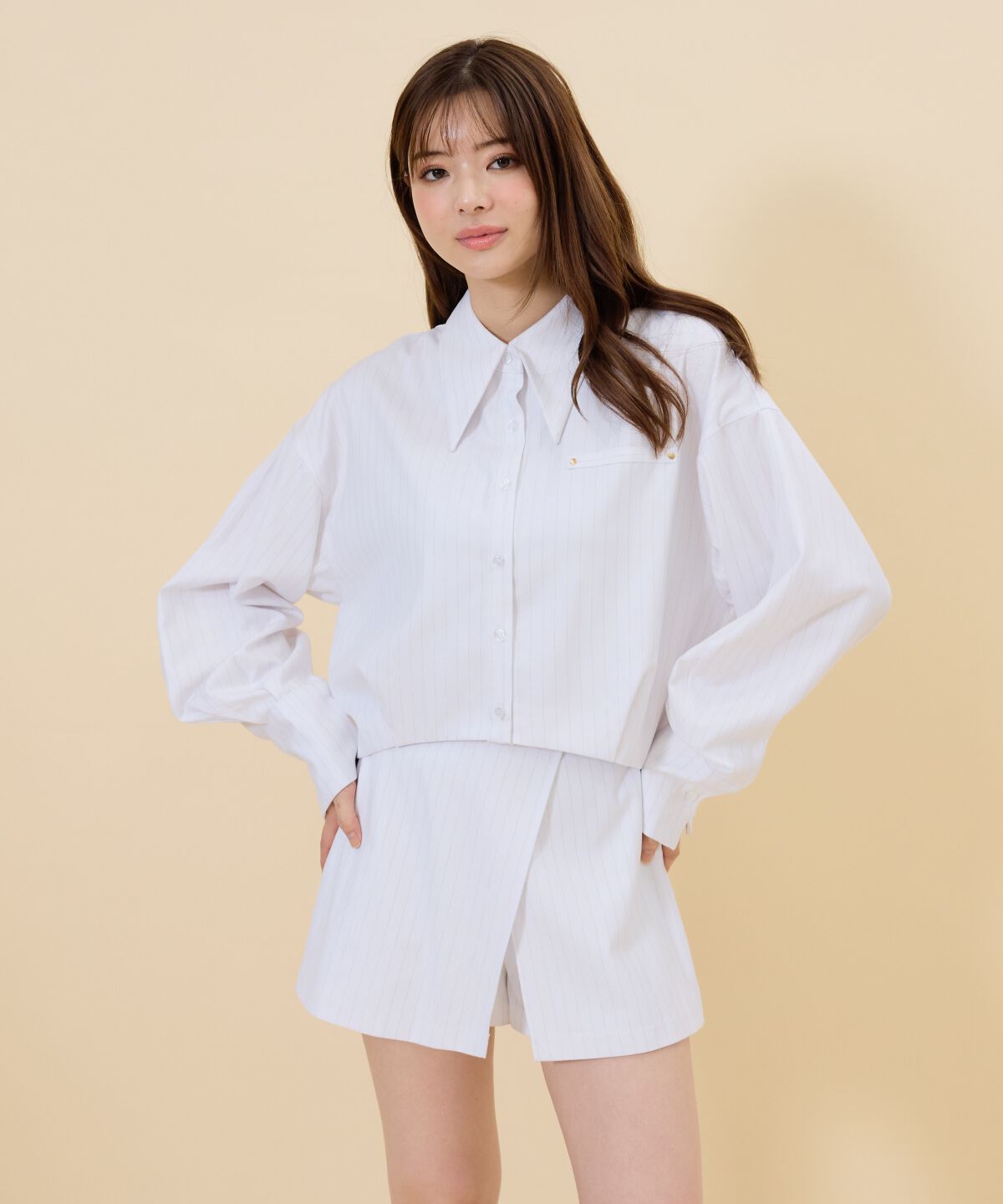 REDYAZEL「ゴールドラメストライプラップショートパンツ」|キュロット|