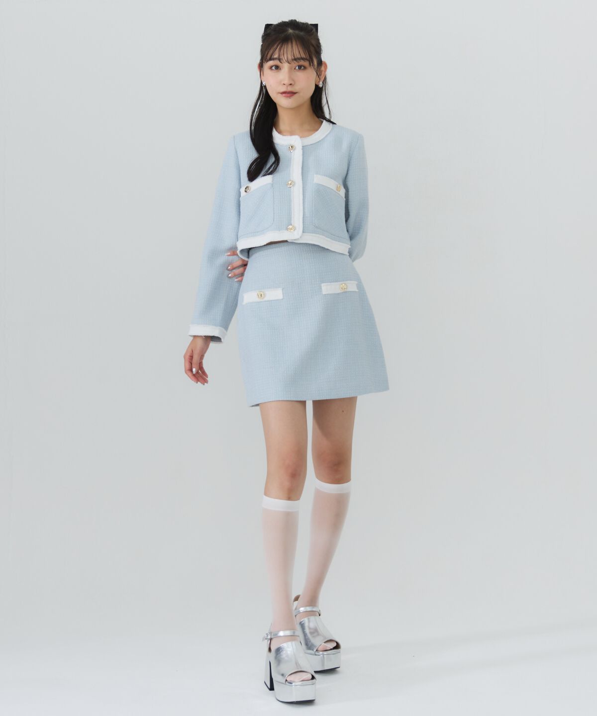 REDYAZEL「ファンシーツイードミニスカート」|台形|