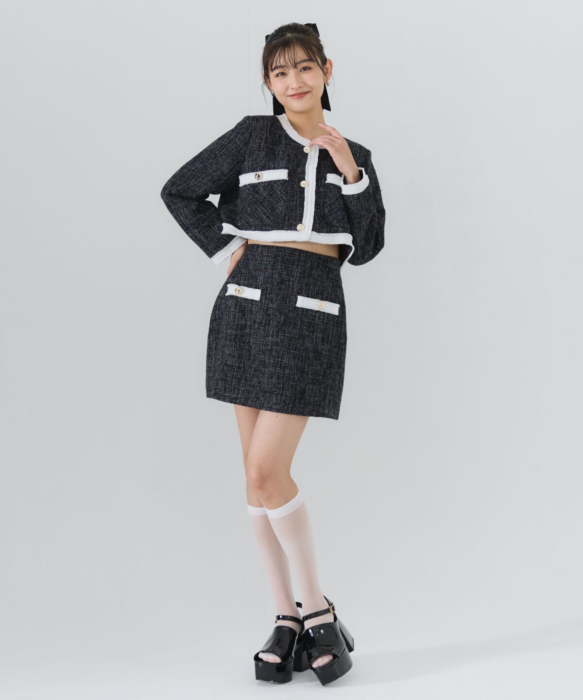 REDYAZEL「ファンシーツイードミニスカート」|台形|