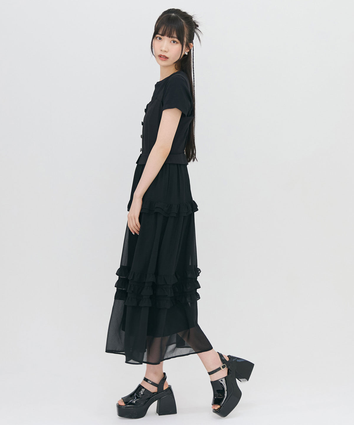 REDYAZEL「ビスチェ&times;メニーフリルティアードワンピース」|ワンピース|