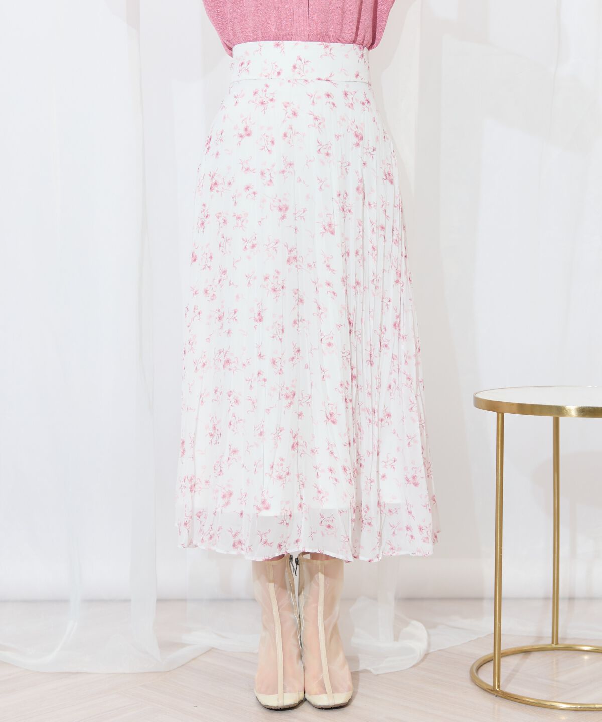 WILLSELECTION「ランダムプリーツフラワースカート」|フレア|