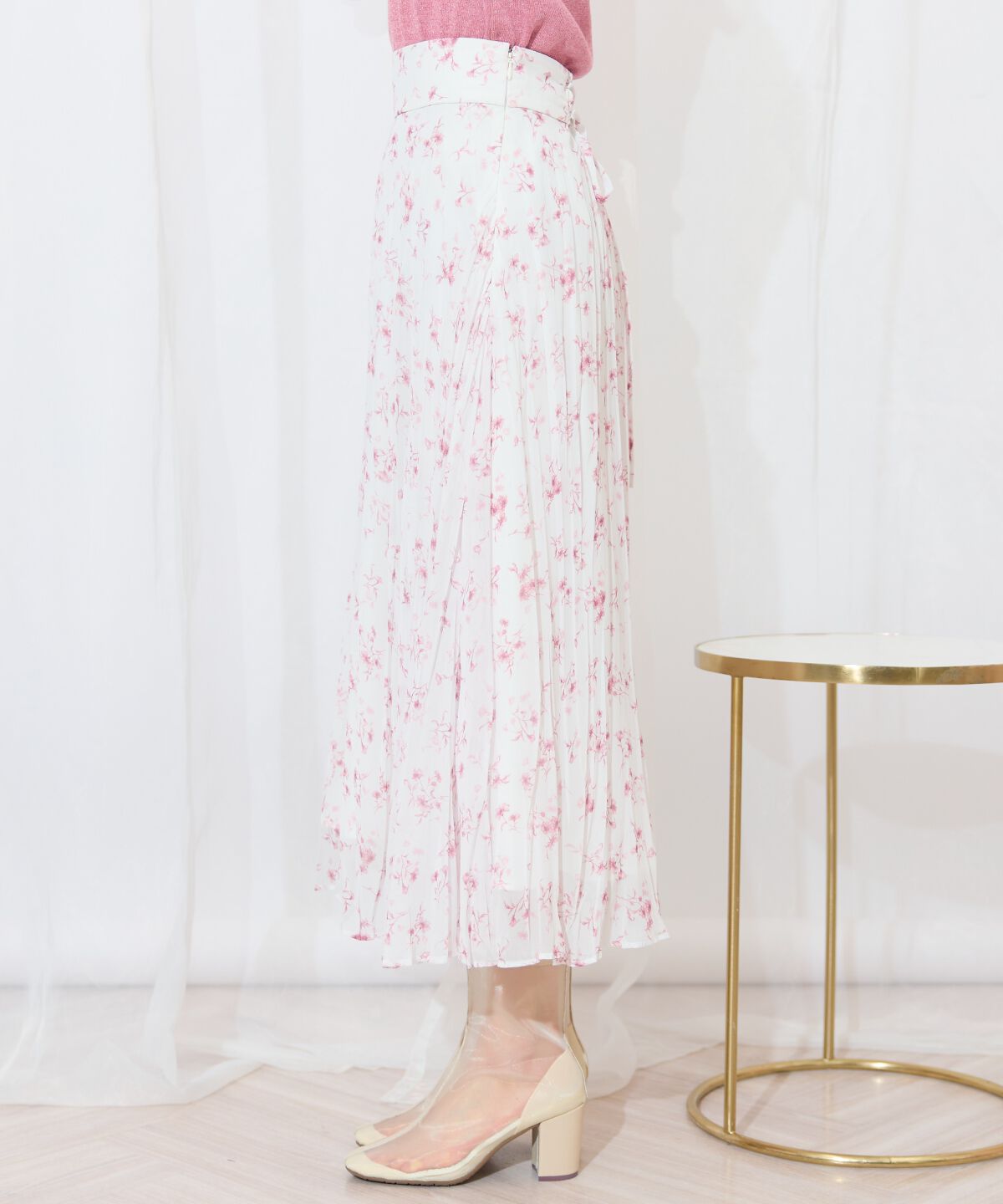 WILLSELECTION「ランダムプリーツフラワースカート」|フレア|