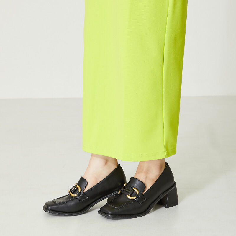 ORiental TRaffic「【アウトレット価格】ワイドスクエアトゥヒールローファー/31120」|パンプス|