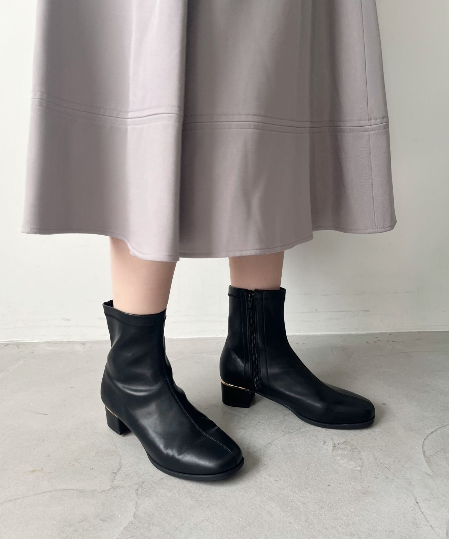 WA Oriental TRaffic「ヒールパーツ ストレッチ ブーツ /52402 シンプル 通勤 ショートブーツ」|ショートブーツ|
