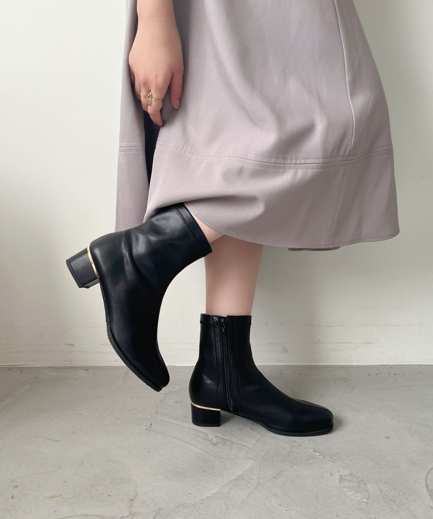 WA Oriental TRaffic「ヒールパーツ ストレッチ ブーツ /52402 シンプル 通勤 ショートブーツ」|ショートブーツ|