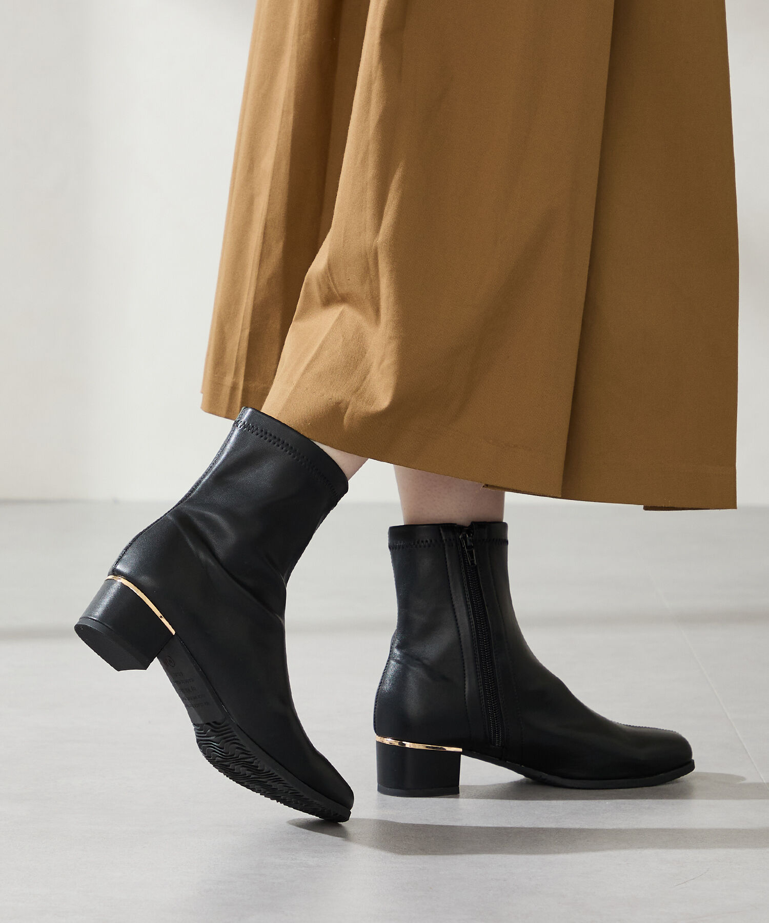 WA Oriental TRaffic「ヒールパーツ ストレッチ ブーツ /52402 シンプル 通勤 ショートブーツ」|ショートブーツ|