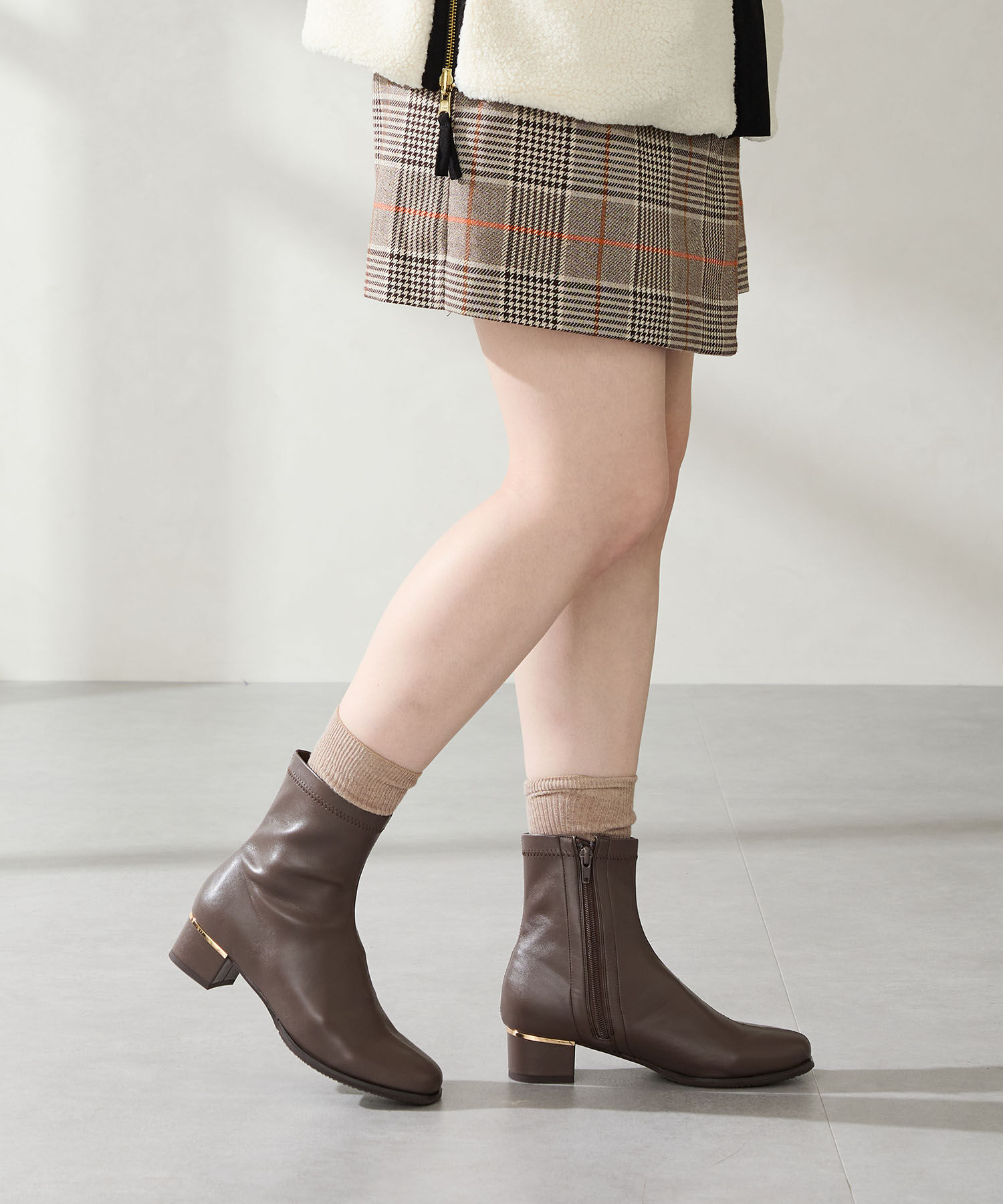 WA Oriental TRaffic「ヒールパーツ ストレッチ ブーツ /52402 シンプル 通勤 ショートブーツ」|ショートブーツ|