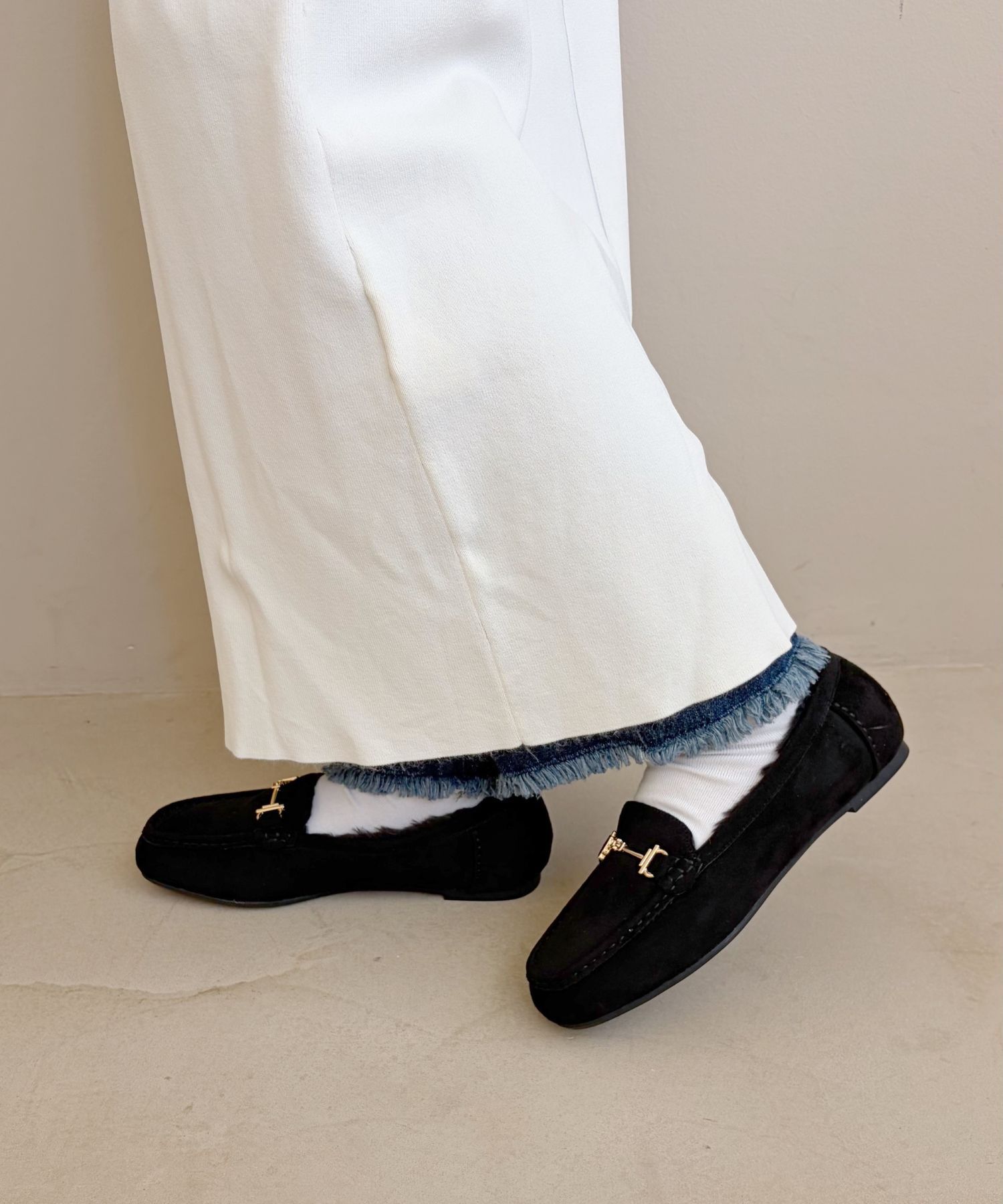 WA Oriental TRaffic「 ビット モチーフ付き ファー モカシン /52318 ムートン 防寒」|モカシン|