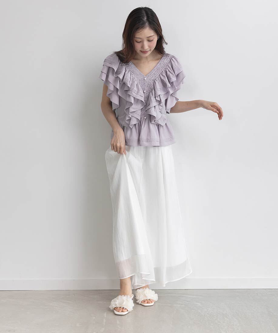  「シフォンフラワーミュールサンダル」|パンプス|