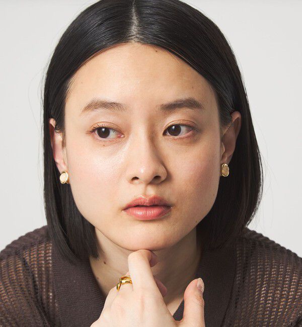 UNITED ARROWS green label relaxing「オーバルマーブル＆メタルフレーム イヤリング」|ピアス|