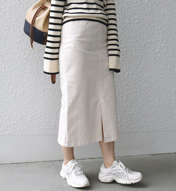 SHIPS for women「*〈手洗い可能〉ストレッチ コーデュロイ イージー ナロー スカート ◇」|タイト|