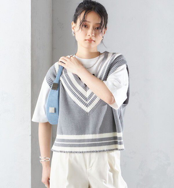 SHIPS for women「【SHIPS別注】WRAPINKNOT:〈手洗い可能〉チルデン ニット ベスト」|ベスト・ジレ|