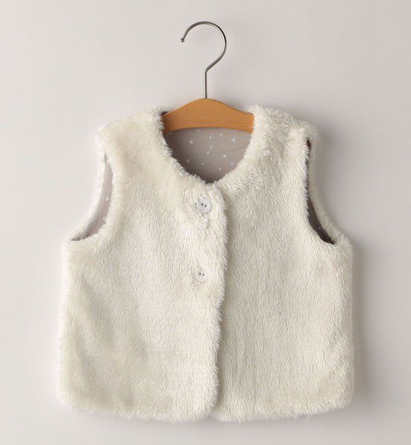 SHIPS KIDS「SHIPS KIDS:80～90cm / フェイクファー リバーシブル ベスト」|ベスト・ジレ|オフホワイト
