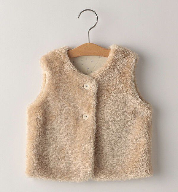 SHIPS KIDS「SHIPS KIDS:80～90cm / フェイクファー リバーシブル ベスト」|ベスト・ジレ|ベージュ