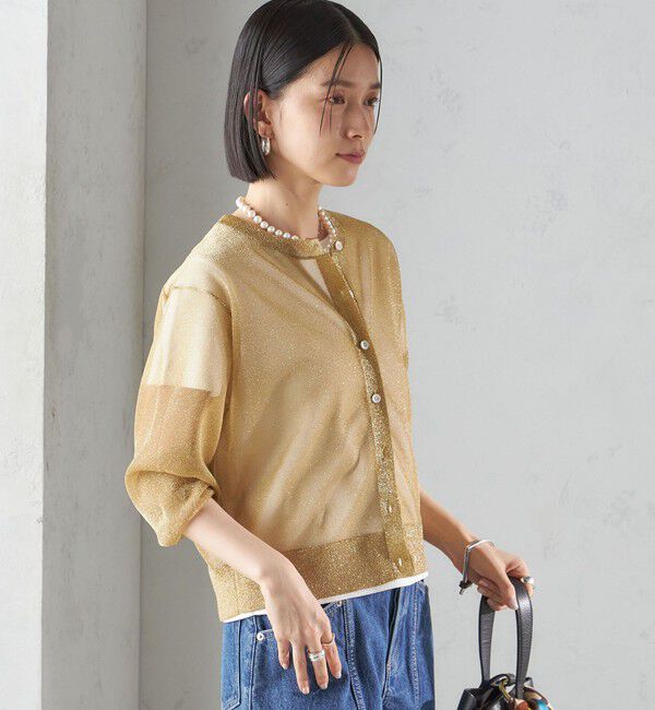 SHIPS for women「〈手洗い可能〉イタリーヤーン ラメ ショート カーディガン」|カーディガン|