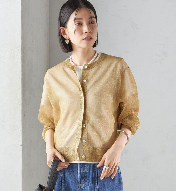 SHIPS for women「〈手洗い可能〉イタリーヤーン ラメ ショート カーディガン」|カーディガン|