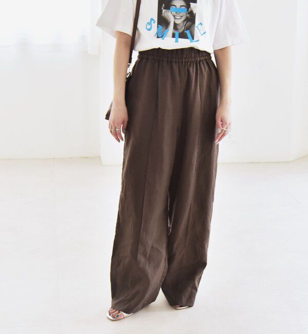 quaranciel「quaranciel:〈洗濯機可能〉ラミー ピンタック ワイド イージー パンツ」|その他|