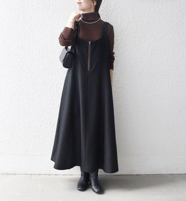 SHIPS any「SHIPS any: ヘリンボーン パイピング フレア ジャンパースカート」|ワンピース|