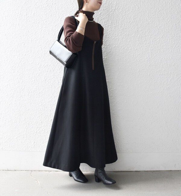 SHIPS any「SHIPS any: ヘリンボーン パイピング フレア ジャンパースカート」|ワンピース|