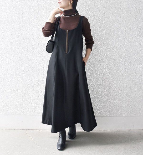 SHIPS any「SHIPS any: ヘリンボーン パイピング フレア ジャンパースカート」|ワンピース|