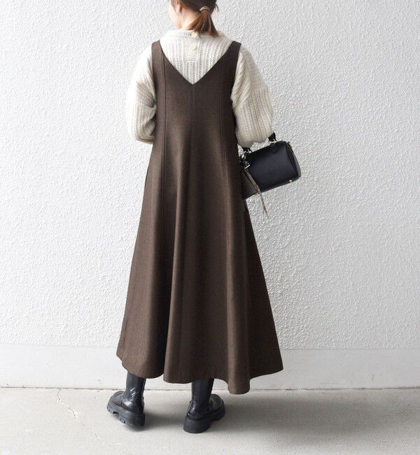 SHIPS any「SHIPS any: ヘリンボーン パイピング フレア ジャンパースカート」|ワンピース|