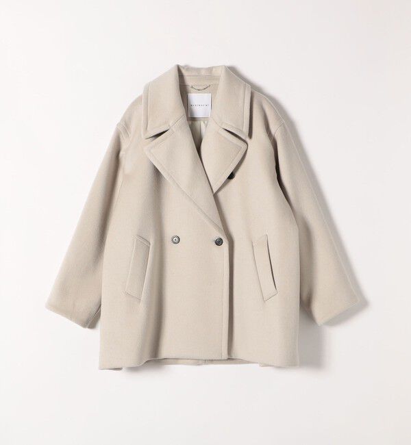 quaranciel「quaranciel: PURE WOOL ダブルブレスト テーラード ハーフ コート」|ピーコート|