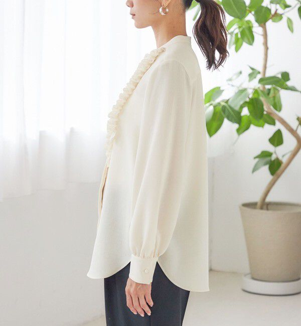 SHIPS for women「〈洗濯機可能〉ポリエステル カルゼ フリル ブラウス」|シャツ・ブラウス|