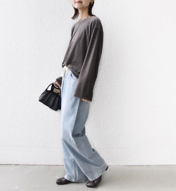 SHIPS for women「〈手洗い可能〉コットン ポリエステル ベロア ワイド スリーブ」|Tシャツ・カットソー|