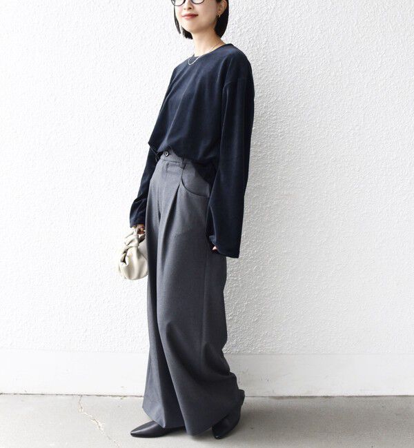 SHIPS for women「〈手洗い可能〉コットン ポリエステル ベロア ワイド スリーブ」|Tシャツ・カットソー|