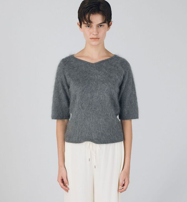 DES PRES「ピュアカシミヤファー Vネックプルオーバー」|ニット・セーター|