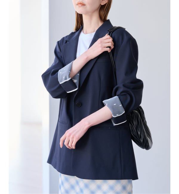 U by SPICK&SPAN「レースボンディングオーバージャケット」|テーラードジャケット|ネイビー