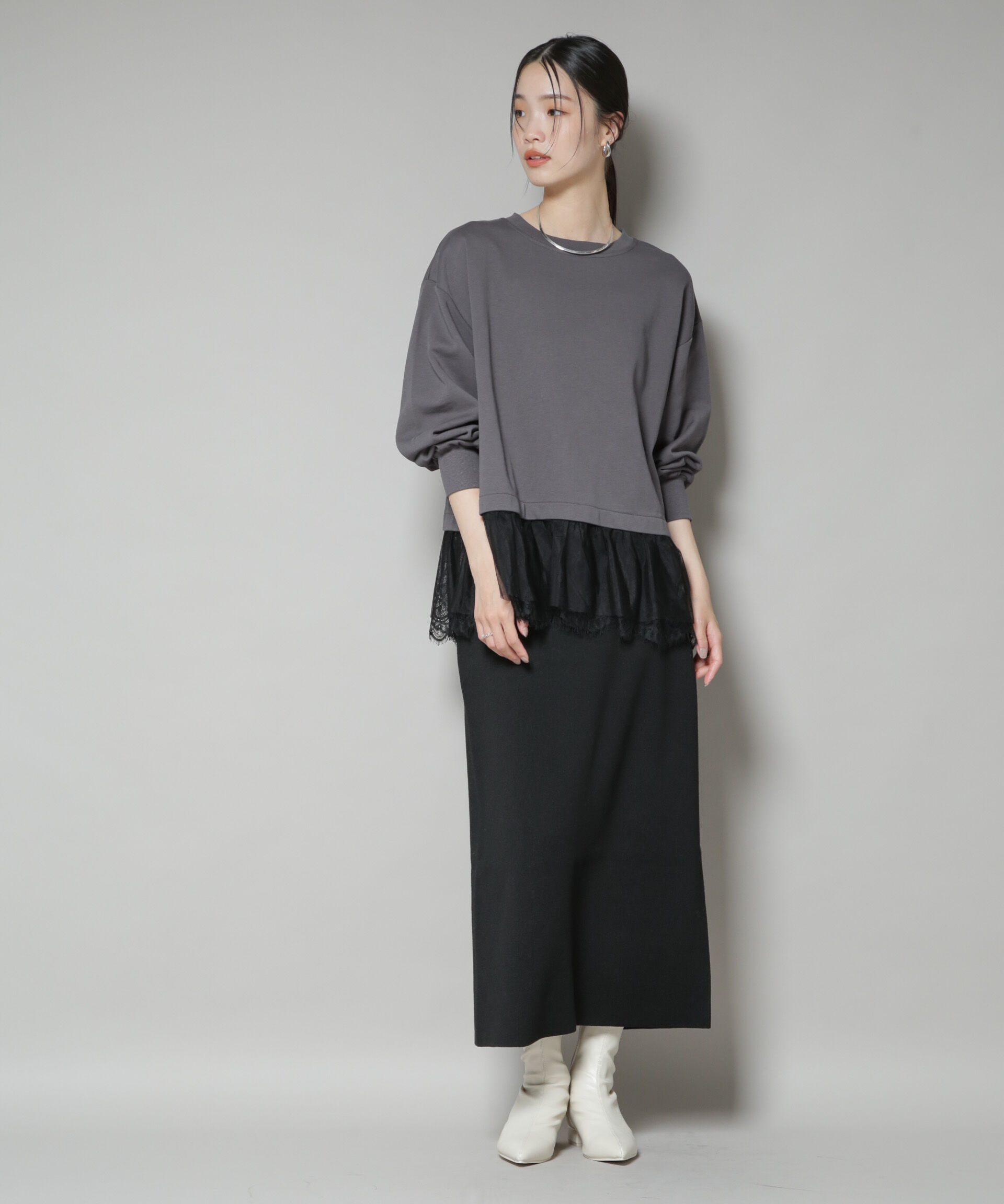 nano･universe「裾レースコンビペプラムカットトップス」|Tシャツ・カットソー|