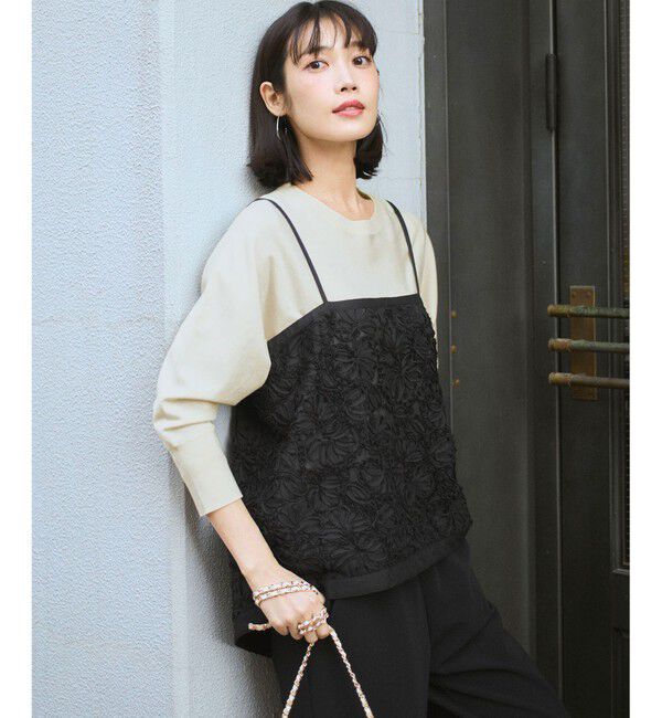 23区「リボンエンブロイダリー キャミソール」|キャミソール|ブラック系