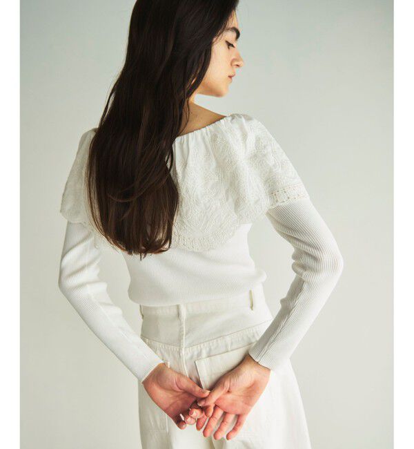 GRACE CONTINENTAL「カットワークリブニットトップ」|ニット・セーター|